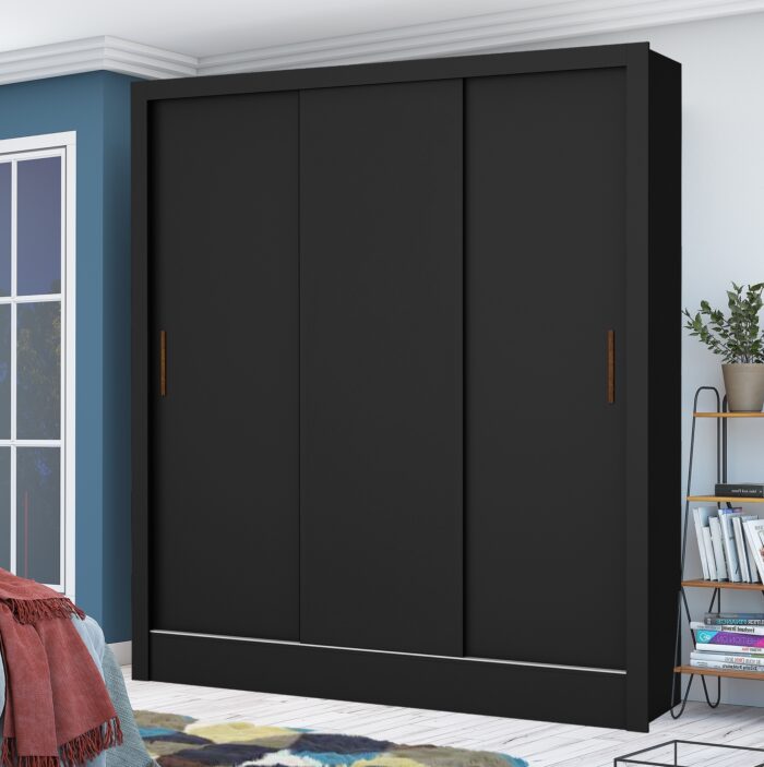 Guarda-Roupa 3 Portas Dubai/Santiago (Sem espelho) 1,79 m Preto - CARIOCA MÓVEIS