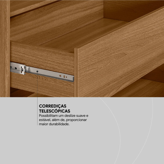 Guarda-Roupa 3 Portas Lounge 2,67 m Nogueira Touch/Nude Prime TX - DEMÓBILE - Imagem 6