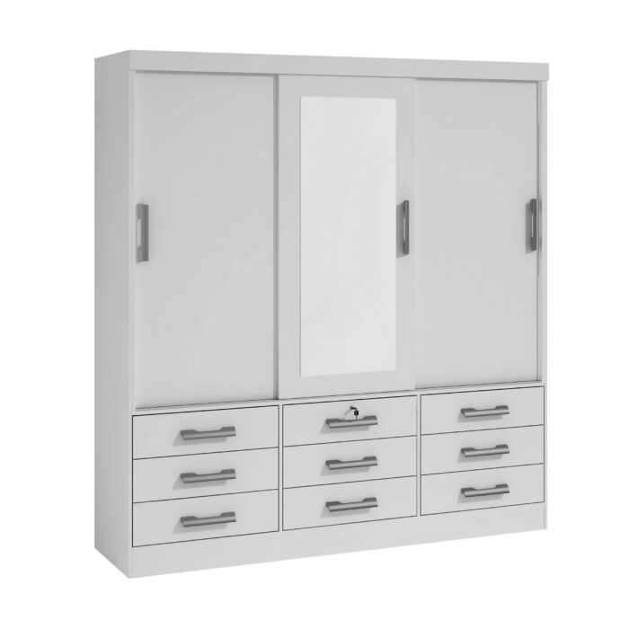 Guarda-Roupa 3 Portas Meridian 2,00 m Branco – D’DORO MÓVEIS - Imagem 2