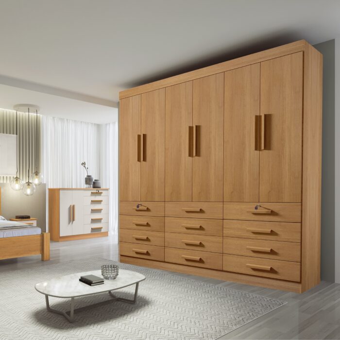 Guarda-Roupa 6 Portas Mônaco 2,40 m Cinamono – D’DORO MÓVEIS - Imagem 2