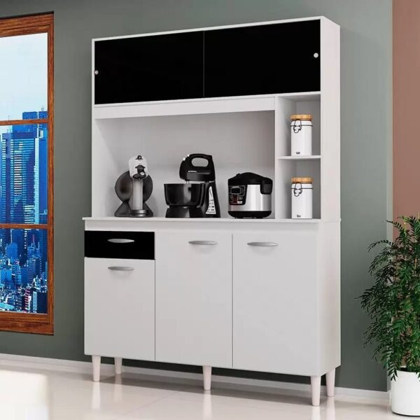 Kit Cozinha Duda 1,20 Branco/Preto - POQUEMA