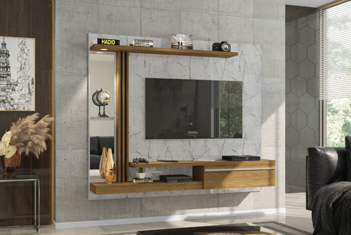 Painel até 55″ Denver Carrara/Cinamono – BECHARA - Imagem 2