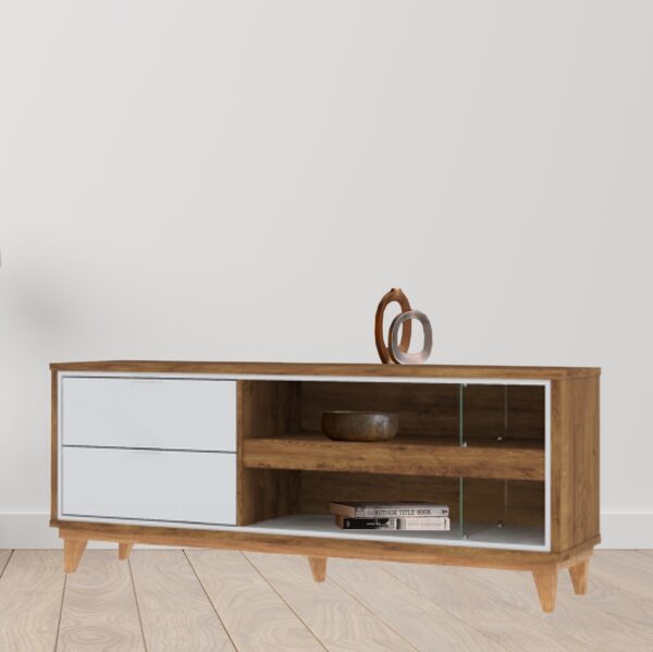 Rack p/ TV até 65″ Leon – Canela/OffWhite – Mirarack