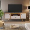 Rack até 70" Sublime Cinamono/Off White - JCM MOVELARIA