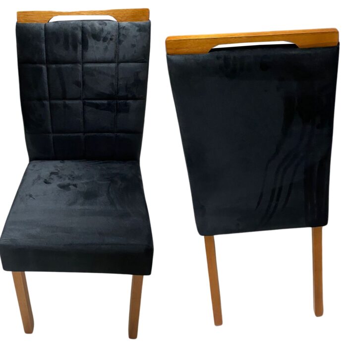 Kit 2 Cadeiras Roma Mel/Veludo Preto – OURO DECOR - Imagem 5