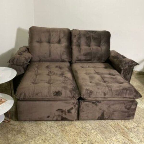 Sofá 4 Lugares Imperial Retrátil e Reclinável 200cm Império Estofados – Marrom