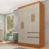 Guarda-Roupa 4 Portas Oregon 1,08 m Cinamono/Off White - TCIL