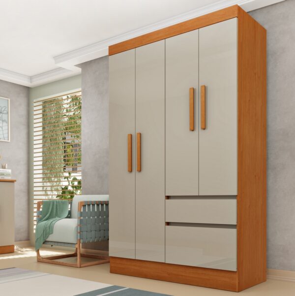 Guarda-Roupa 4 Portas Oregon 1,08 m Cinamono/Off White - TCIL