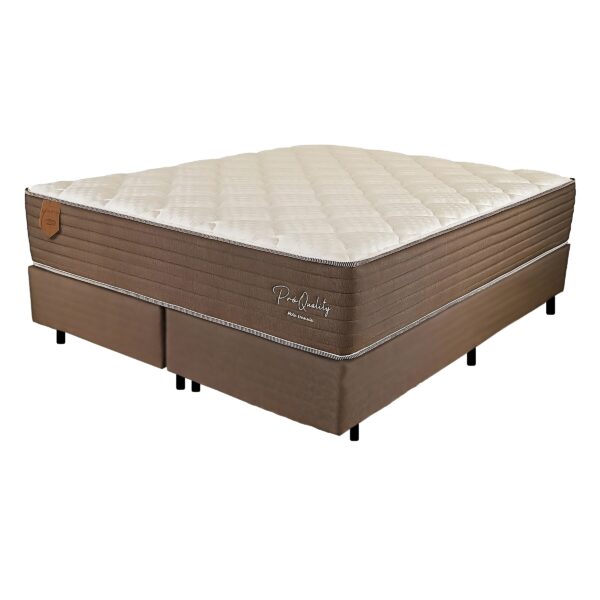 Colchão Queen Pro Quality C D28 + Base Box Simples Corino Marrom – PRORELAX + ALTO NÍVEL CAMAS E COLCHÕES