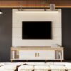 Painel até 75" Bliss + Rack Comodoro 1.8 Off White/Cedro - EDN MÓVEIS