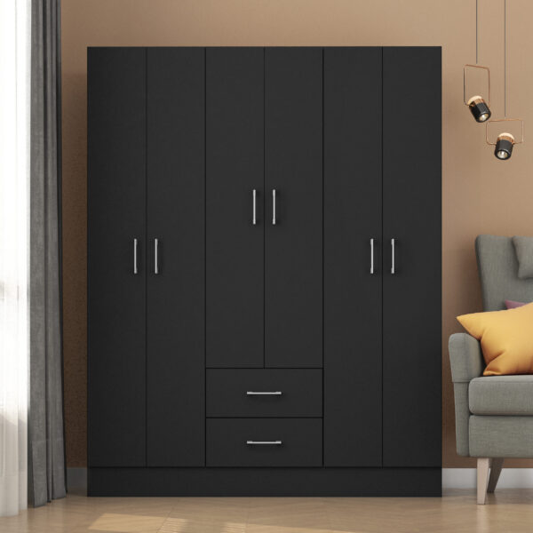 Guarda-Roupa 6 Portas Jamaica 6002 1,34 m Preto - FELLICCI