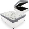 Colchão Casal Light D33 + Base Box Baú Avalon Corino Branco - ORTOBOM + AVALON COLCHÕES