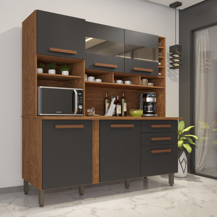 Kit Cozinha Alexia 1,80 Cinamono/Grafite – IMOP
