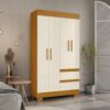 Guarda-Roupa 4 Portas Maya 0,998 m Cinamono/Off White - ACP MÓVEIS