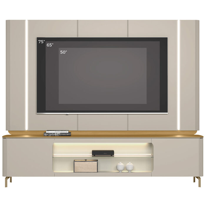 Painel + Rack até 75" Santorini Off White/Tauari Fosco - LINEA BRASIL - Imagem 9