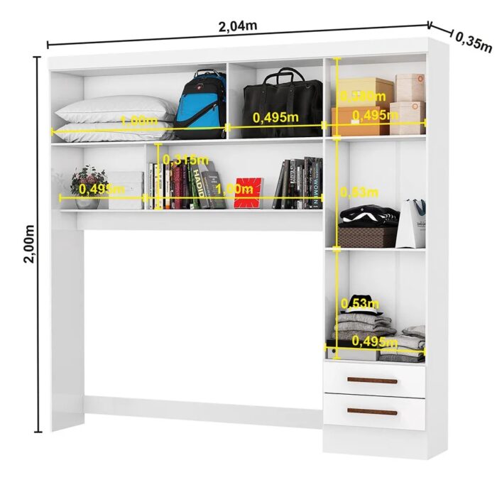 Modulado 4 Portas + Guarda-Roupa 4 Portas Hércules(Sem Espelho)Cinamono – CARIOCA MÓVEIS - Imagem 2