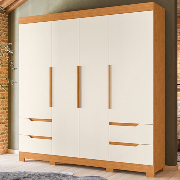 Guarda-Roupa 4 Portas Vivacce 2,12 m Cinamono/Off White - MÓVEIS ALBATROZ