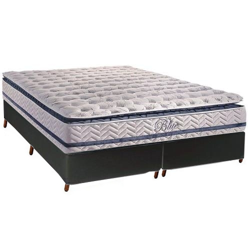 Colchão Queen Blue + Base Box Simples Preto – PAROPAS + BIOSTAR