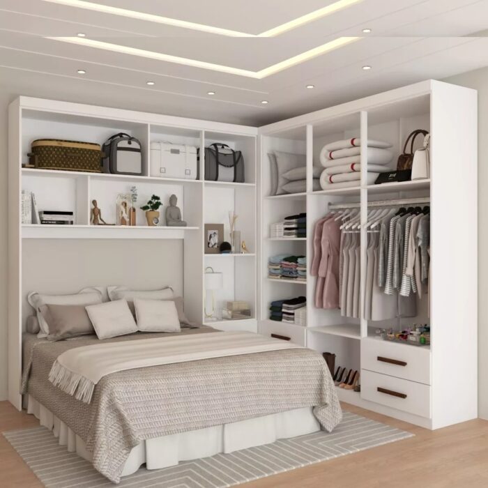 Modulado 4 Portas + Guarda-Roupa 6 Portas Hércules (Com Espelho) Branco - CARIOCA MÓVEIS - Imagem 2