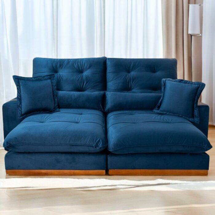 Sofá Retrátil e Reclinável Arthur/Toronto 2,30 m Azul 4061 – D’VITRINE ESTOFADOS