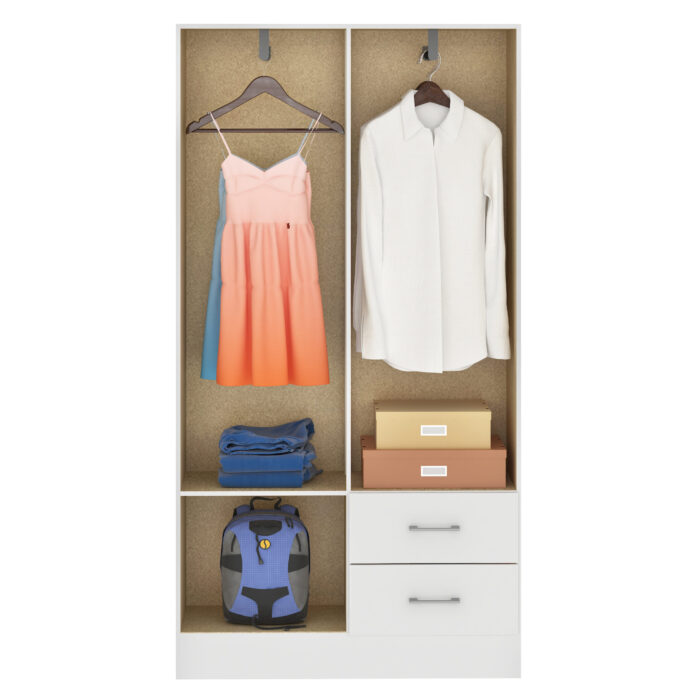Guarda-Roupa 4 Portas Panamá 4002 + Cômoda 5 Gavetas Sapateira Miami Branco - FELLICCI - Imagem 2