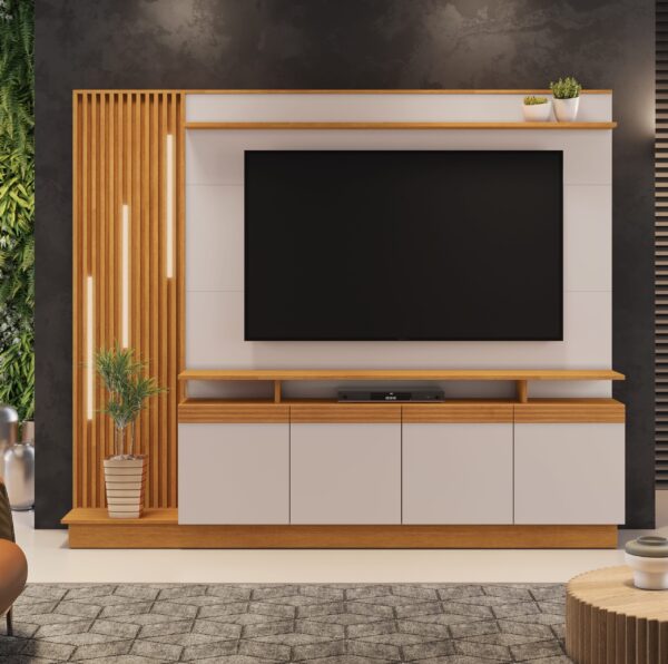 Home até 65" Absoluto Cinamono/Off White - JCM MOVELARIA