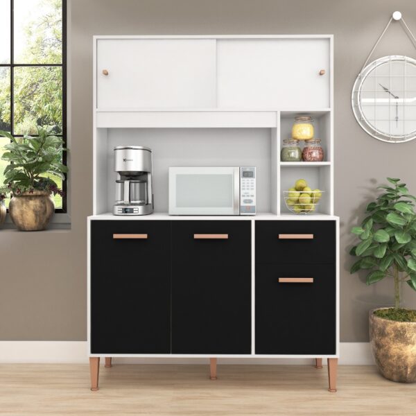 Kit Cozinha Pérola C212 1,20 m Branco/Preto - FELLICCI