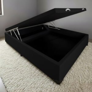 Base Box Casal Baú Corino Preto – ALTO NÍVEL CAMAS E COLCHÕES