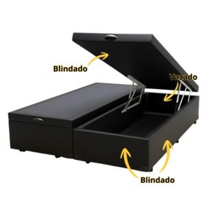 Base Box Queen Baú Corino Preto – ALTO NÍVEL CAMAS E COLCHÕES