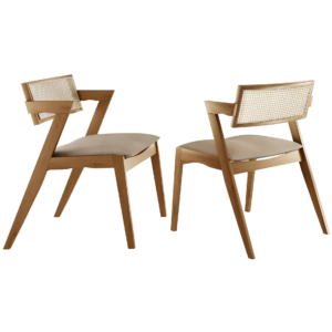 Kit 2 Cadeiras Zeus Canela/Linho Bege – SALA VIP MOVELARIA