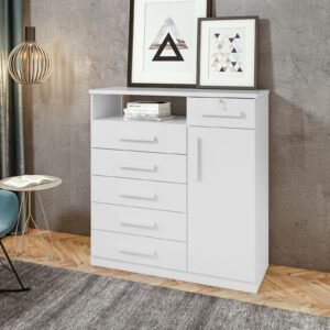 Cômoda 6 Gavetas com Sapateira Da Vinci Branco – LOPAS