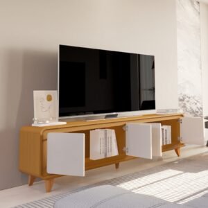 Rack até 75″ Liv 1,80 m Cedro/Off White – EDN MÓVEIS