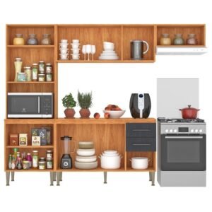 Cozinha Completa Malu CL16 2,40 m Cinamomo/Grafite – FELLICCI