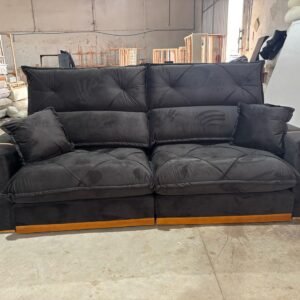 Sofá Retrátil e Reclinável Gran Bello Light 2,30 m Veludo Preto – QUINE ESTOFADOS
