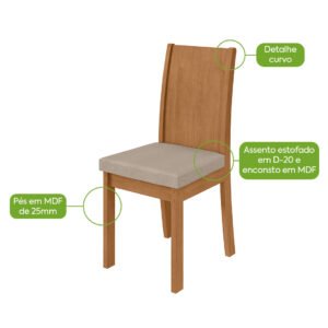 Kit 2 Cadeiras Athenas Amêndoa Clean/Linho Rinzai Bege – LOPAS
