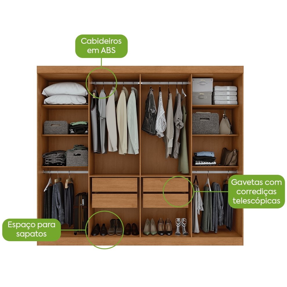 Guarda-Roupa 8 Portas Andara Soft 2,36 m Amêndoa Clean/Off White - LOPAS - Imagem 4