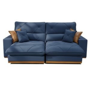 Sofá Retrátil e Reclinável Grambelo/Gran Bello 2,30 m Veludo Azul 07 – D SALA DECOR ESTOFADOS