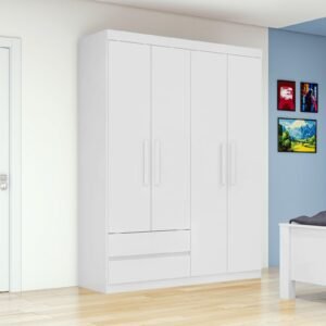 Guarda-Roupa 4 Portas Zeus 1,19 m Branco – LOPAS