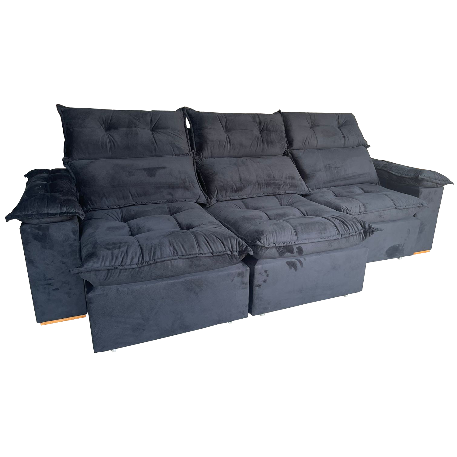 Sofá Retrátil e Reclinável Imperial 2,75 m Veludo Jolie Preto 12 - IMPERIAL DECOR - Imagem 6