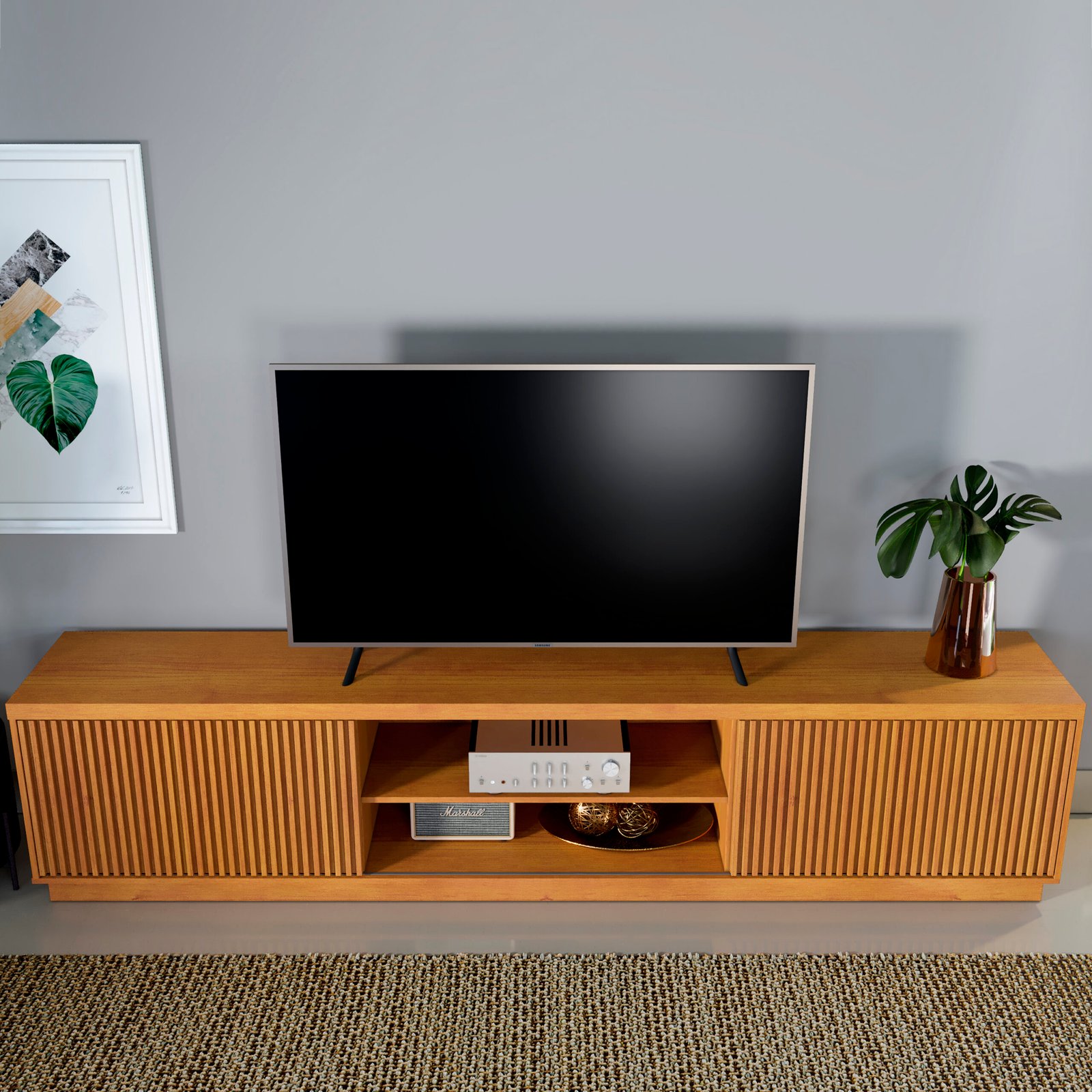 Rack até 75" Arezzo 2.2 Ripado/Naturale - MAVAULAR - Imagem 5