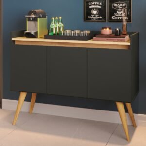 Buffet 3 Portas Gold Preto/Mel – MOVEIS PRIMUS