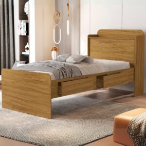 Cama Solteiro Baú Tamires Nature – MADEC MÓVEIS