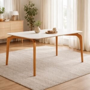 Mesa Capri 160 (C/Vidro) Cinamomo/Off White – MÓVEIS VALVERDE