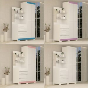 Guarda-Roupa 2 Portas Melissa 1,102 m Branco/Azul/Lilás/Rosa Flex – ACP MÓVEIS