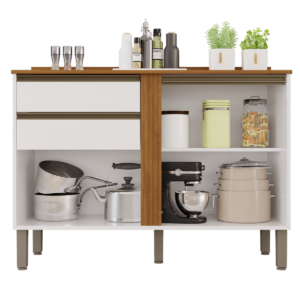 Balcão Pérola 1,20 m Branco/Cinamomo – SALLÊTO