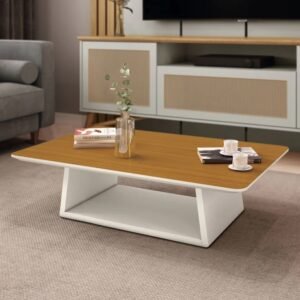 Mesa de Centro Holambra Off White/Cedro – EDN MÓVEIS