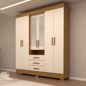 Guarda-Roupa 6 Portas Capelinha Débora 1,788 m Cinamomo/Off White – ACP MÓVEIS