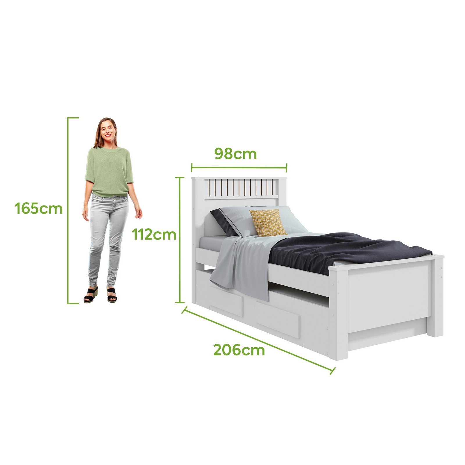 Cama Solteiro Athenas com Auxiliar Branco – LOPAS - Imagem 3