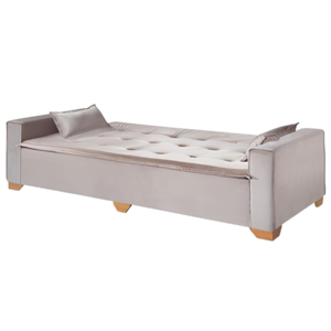 Sofá Cama Canadá 2,18 m Veludo Bege 194 – TOP ESTOFADOS