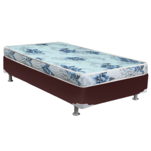 Colchão Solteiro Dream Soft 12 cm D20 + Base Simples Corino Marrom – ORTOBOM + ALTO NÍVEL